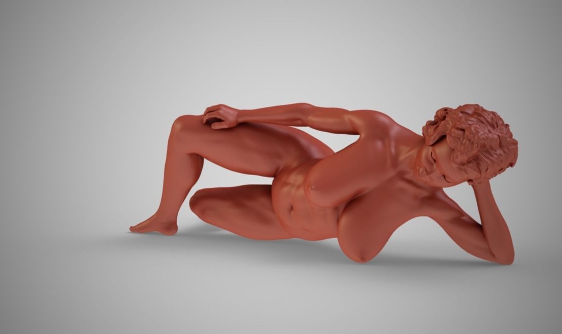 Woman Lying On Side 3D print model_5