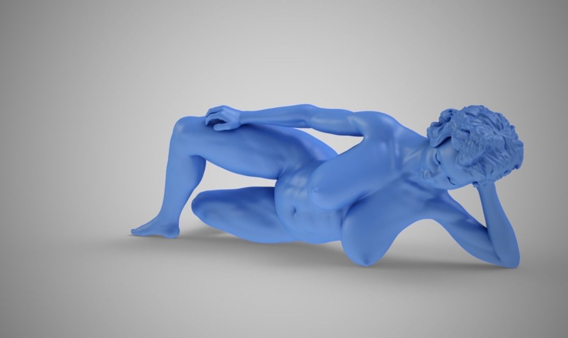 Woman Lying On Side 3D print model_4
