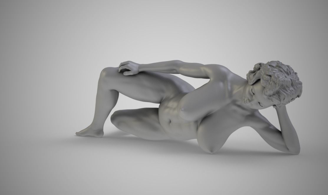 Woman Lying On Side 3D print model_3