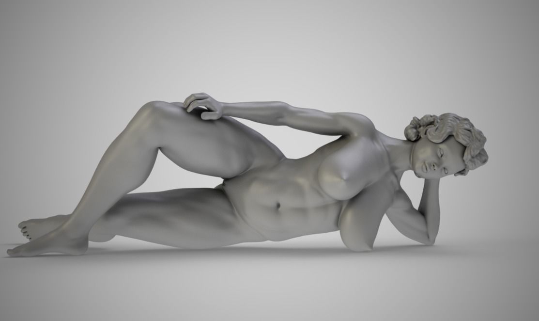 Woman Lying On Side 3D print model_1