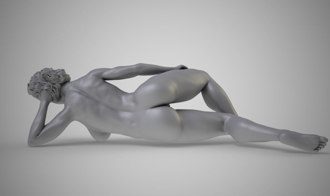 Woman Lying On Side 3D print model_2