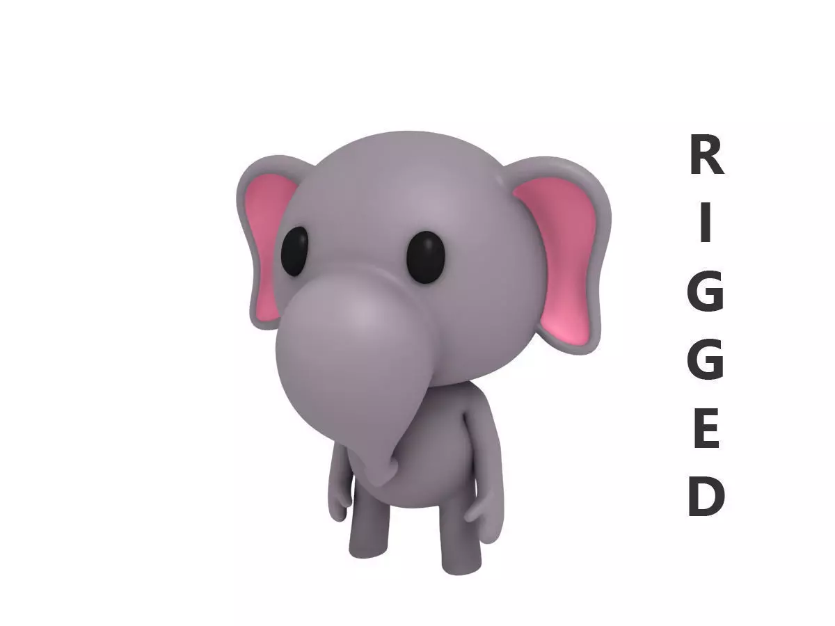 Rigged Elephant 3D model_0