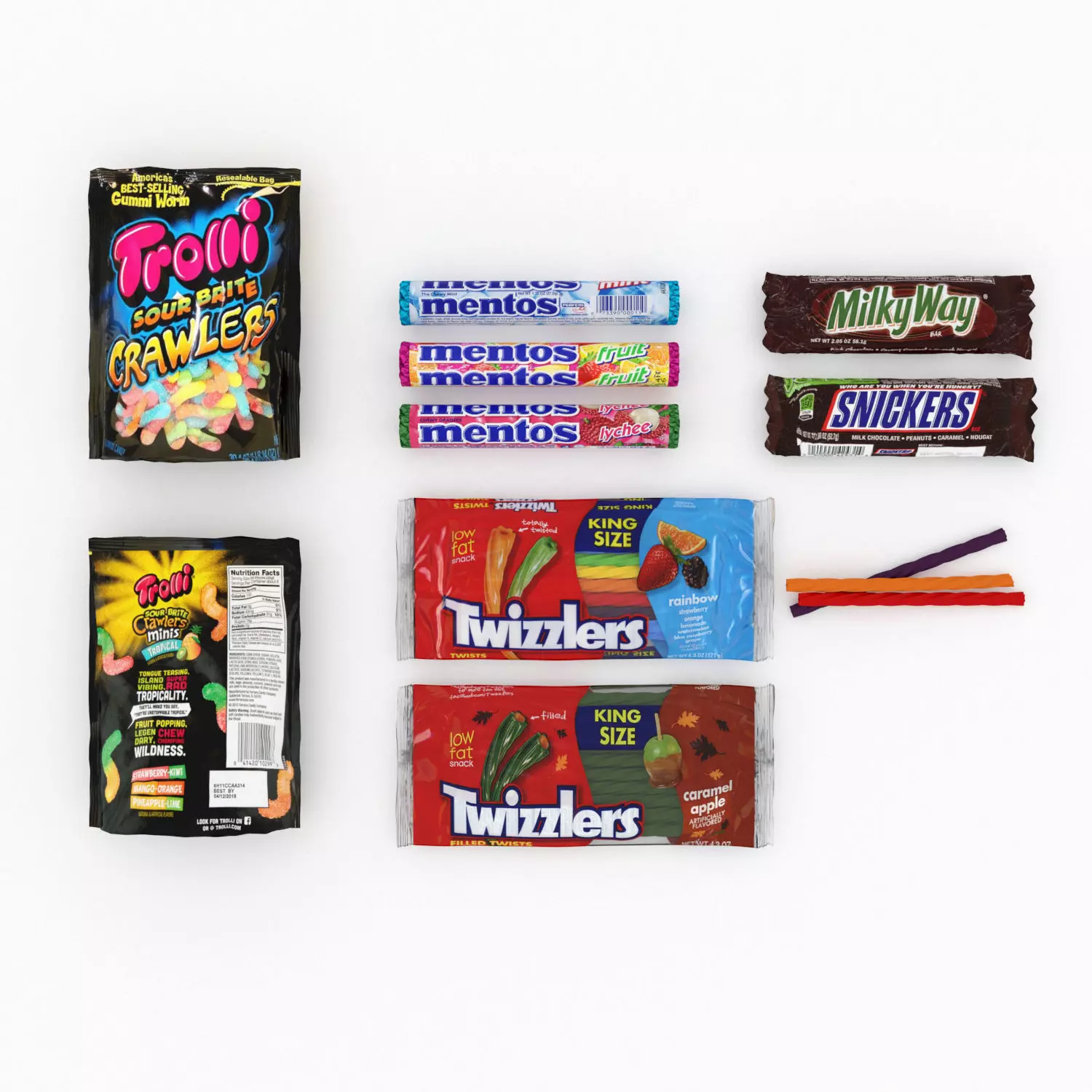 Candy set bag of troli sour paste crawlers 3D model_0
