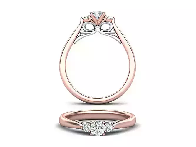  Bow Three Stone Engagement ring  printable model 3D print model