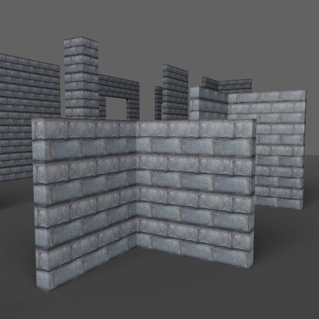 Wall Environment builder modular wall set Low-poly 3D model_1