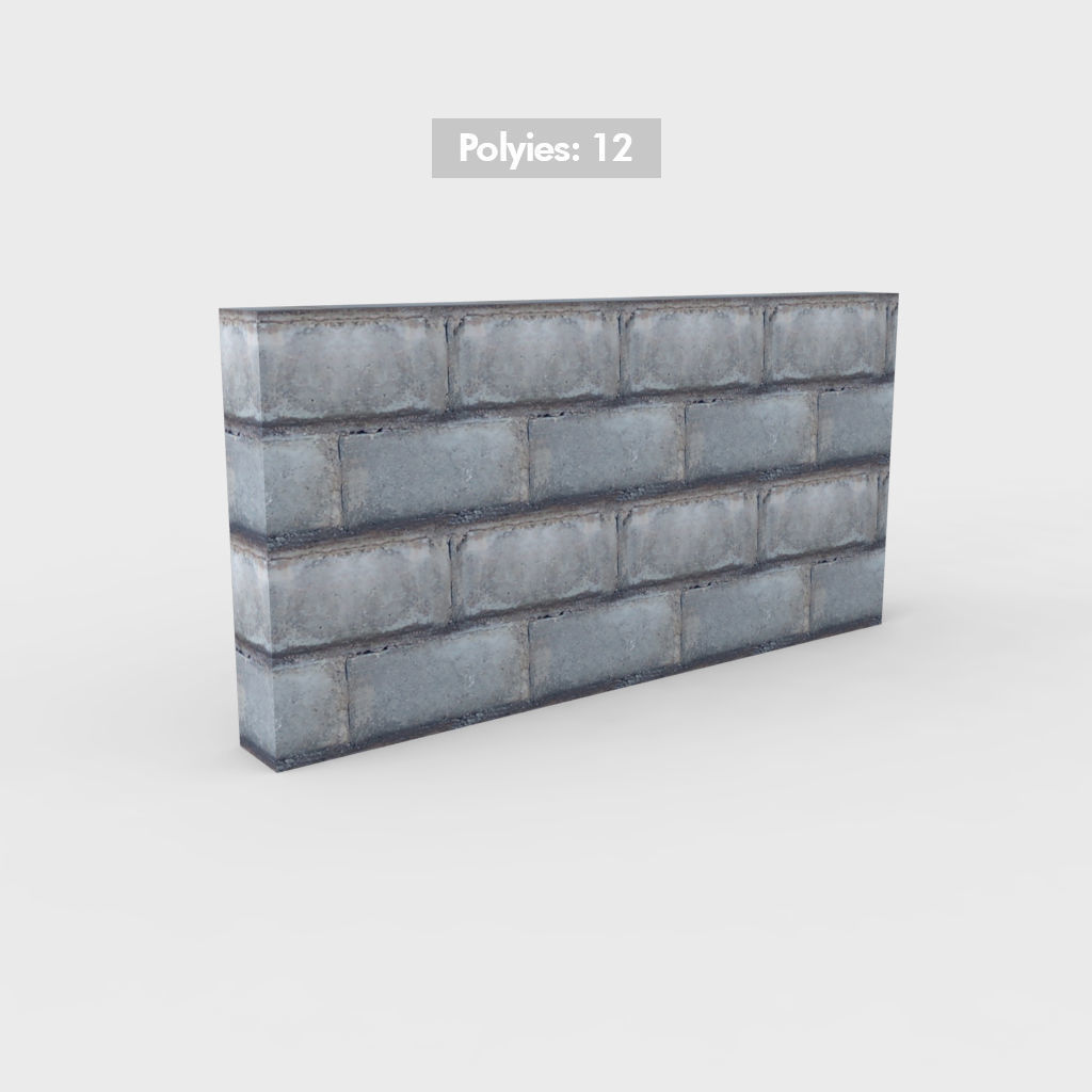 Wall Environment builder modular wall set Low-poly 3D model_12