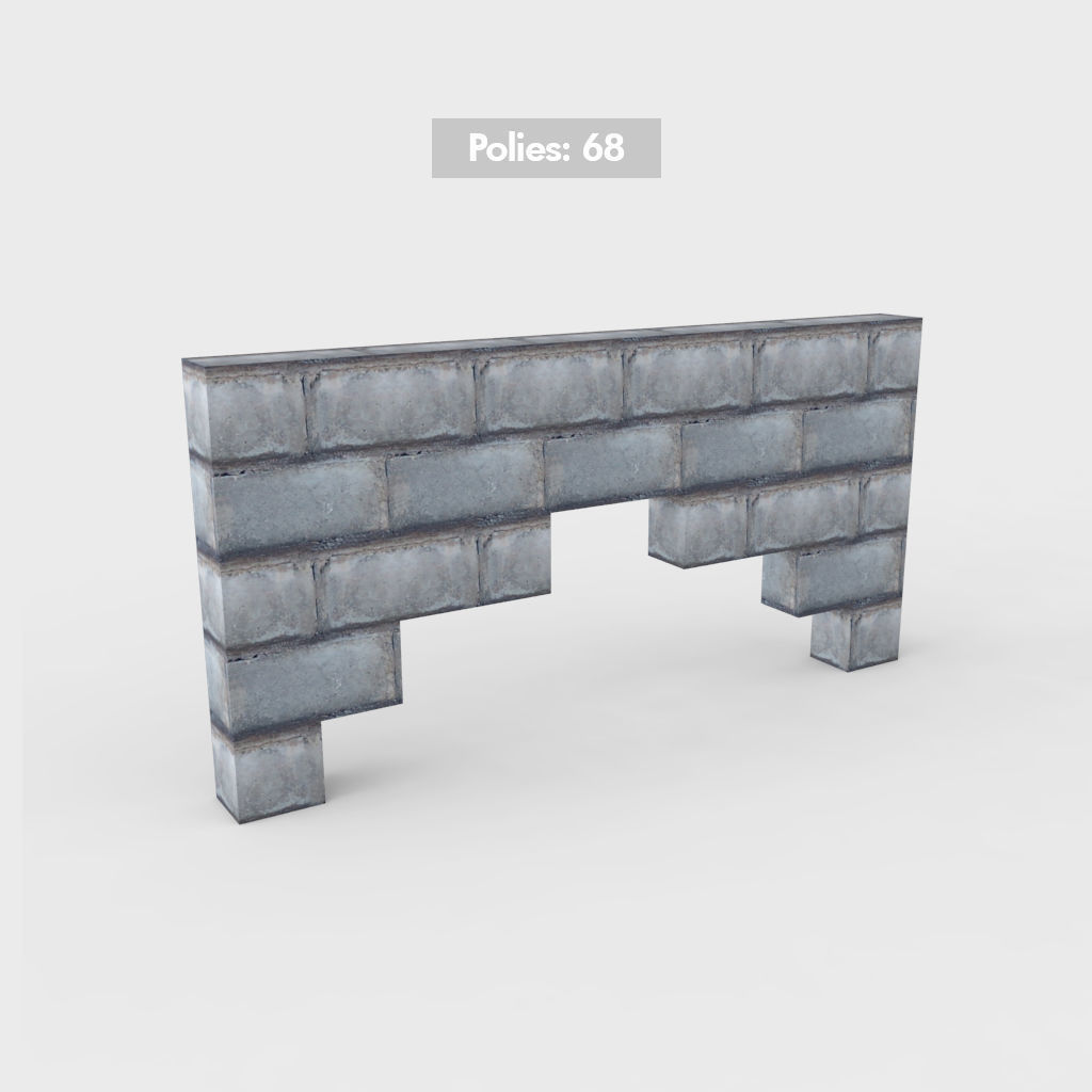 Wall Environment builder modular wall set Low-poly 3D model_2