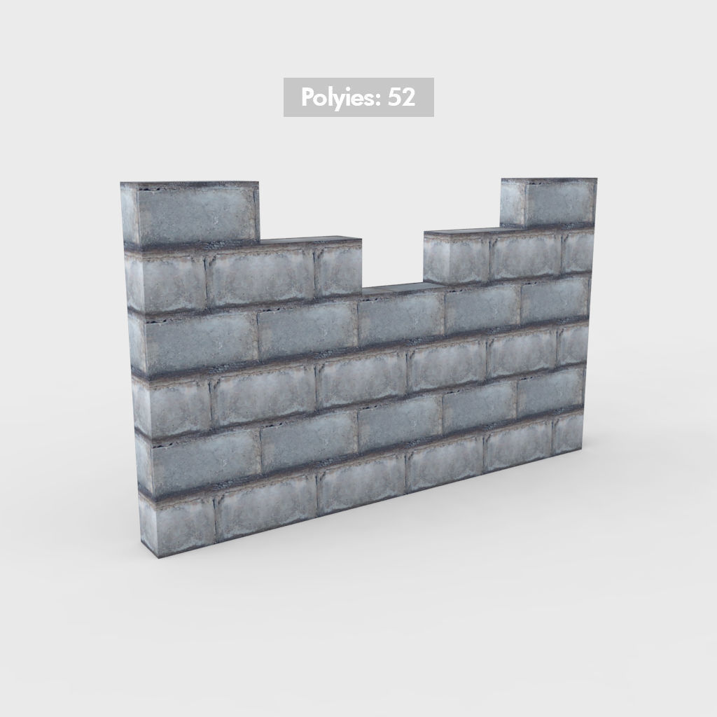 Wall Environment builder modular wall set Low-poly 3D model_3