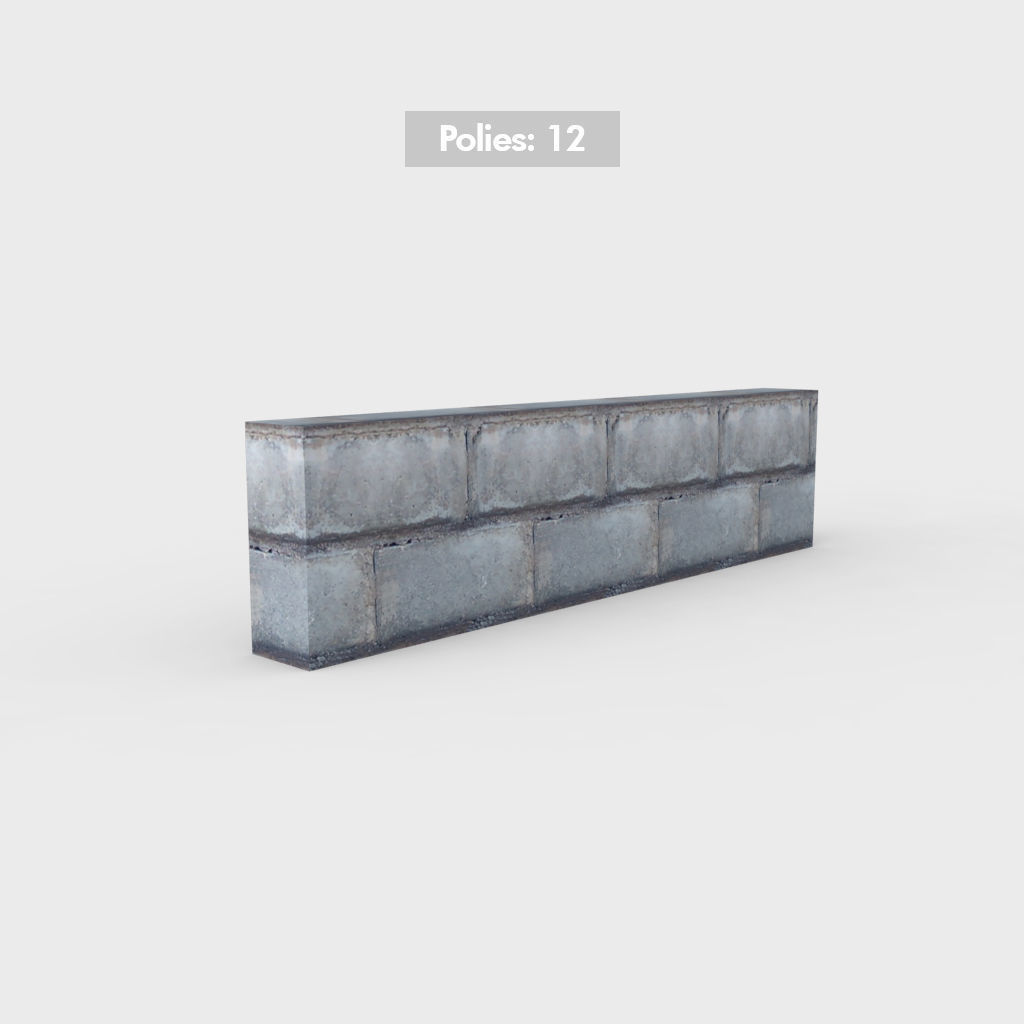 Wall Environment builder modular wall set Low-poly 3D model_4