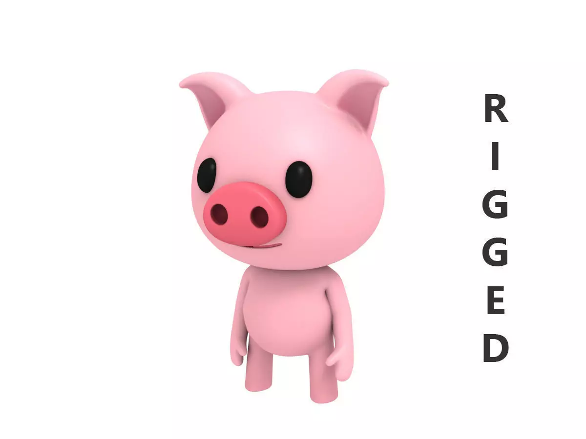 Rigged Pig 3D model_0