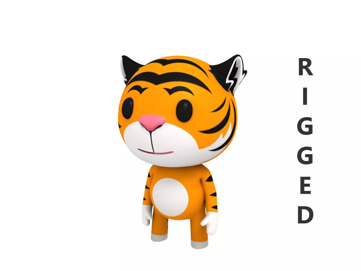 Rigged Tiger 3D model_0