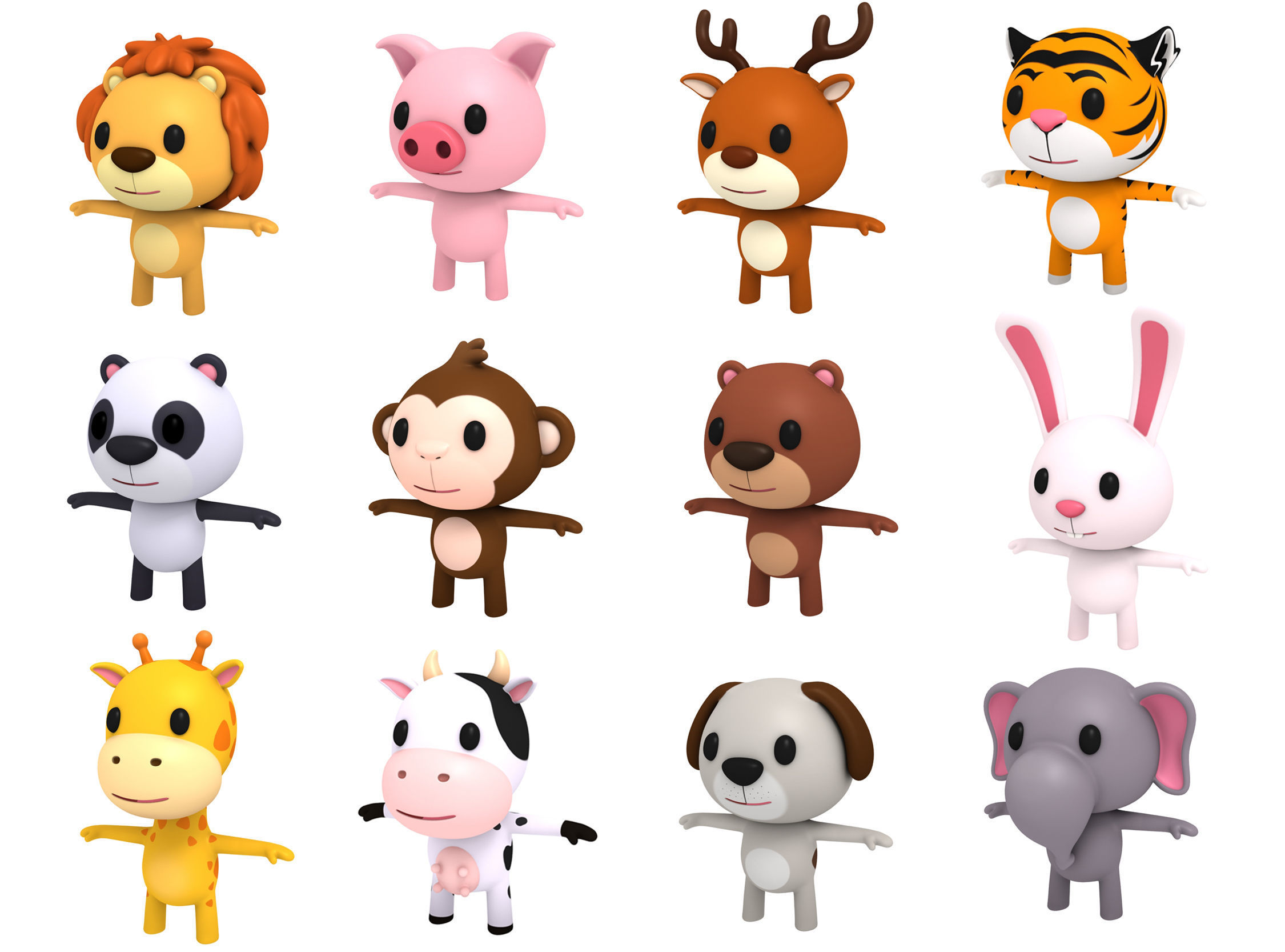 Rigged Animal Pack 3D model_2