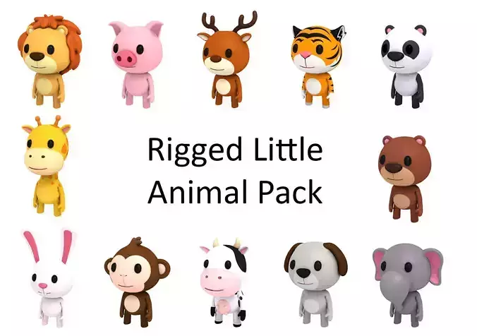 Rigged Animal Pack 3D model