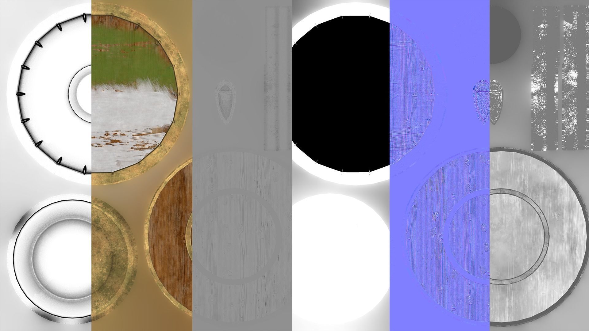 Round shields PBR pack Low-poly 3D model_1