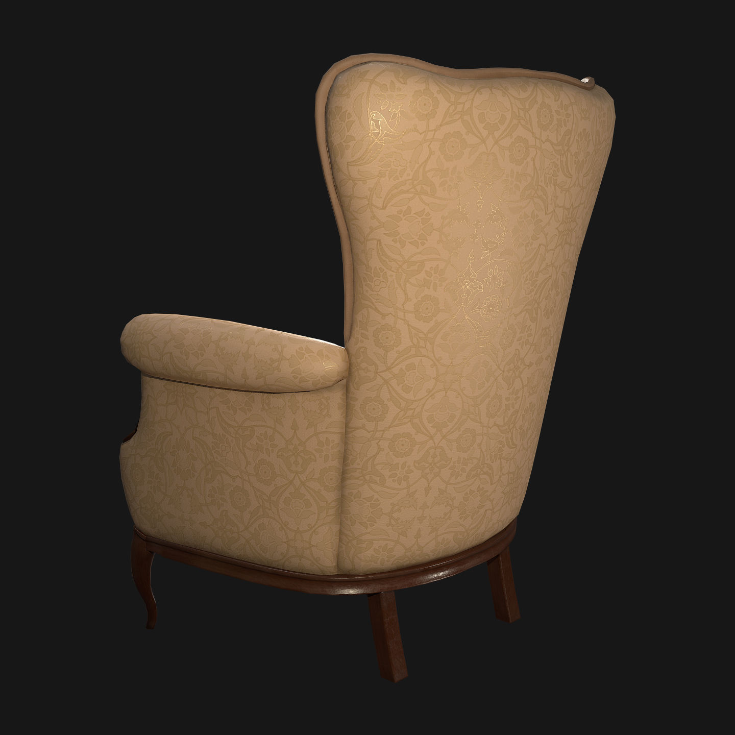 Chair PBR wingback Low-poly 3D model_4