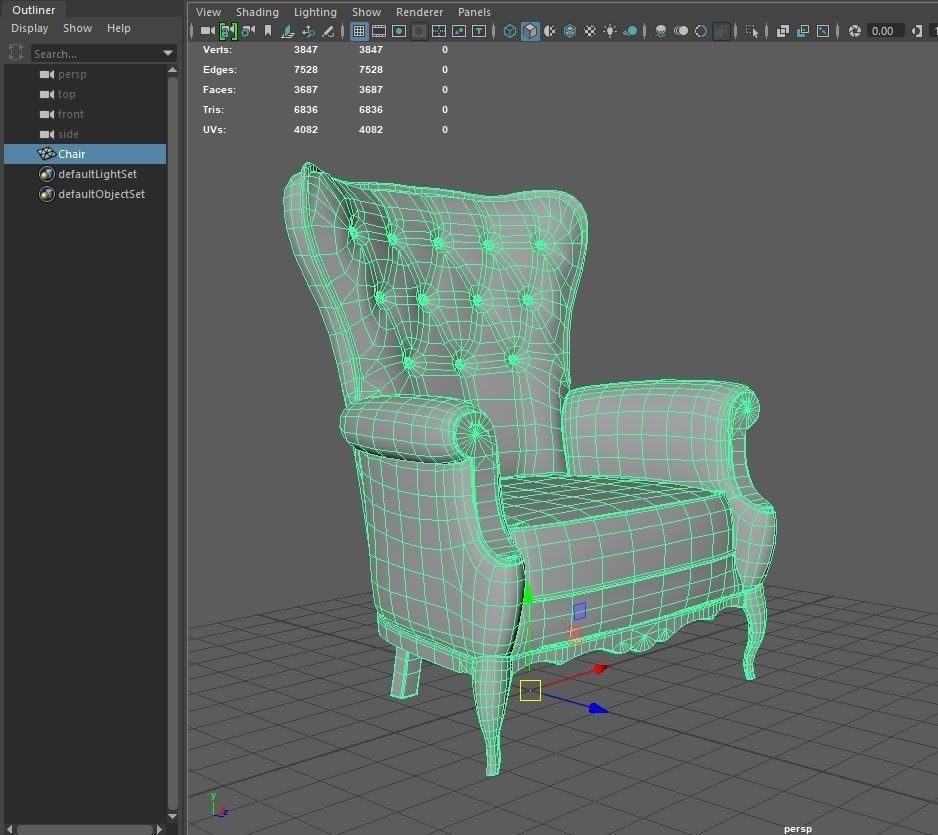 Chair PBR wingback Low-poly 3D model_7