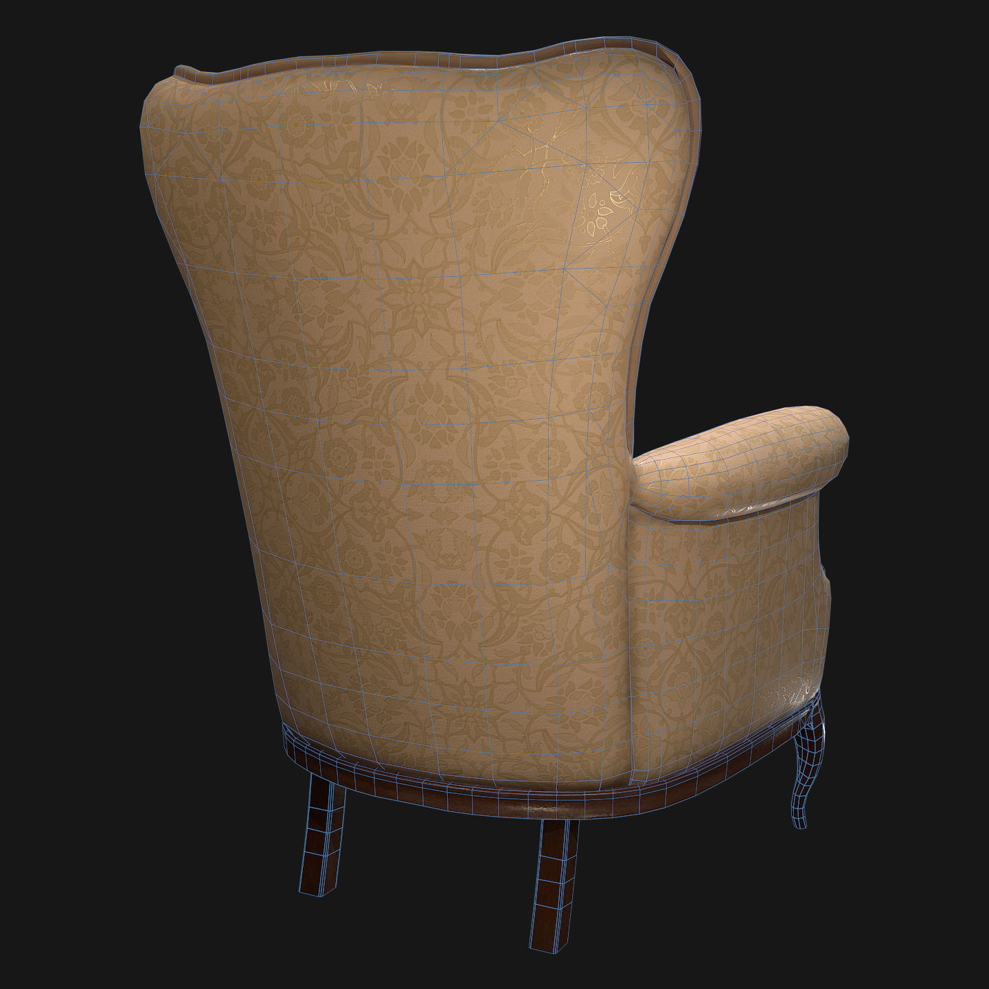 Chair PBR wingback Low-poly 3D model_5