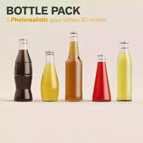 Glass bottle pack Low-poly 3D model