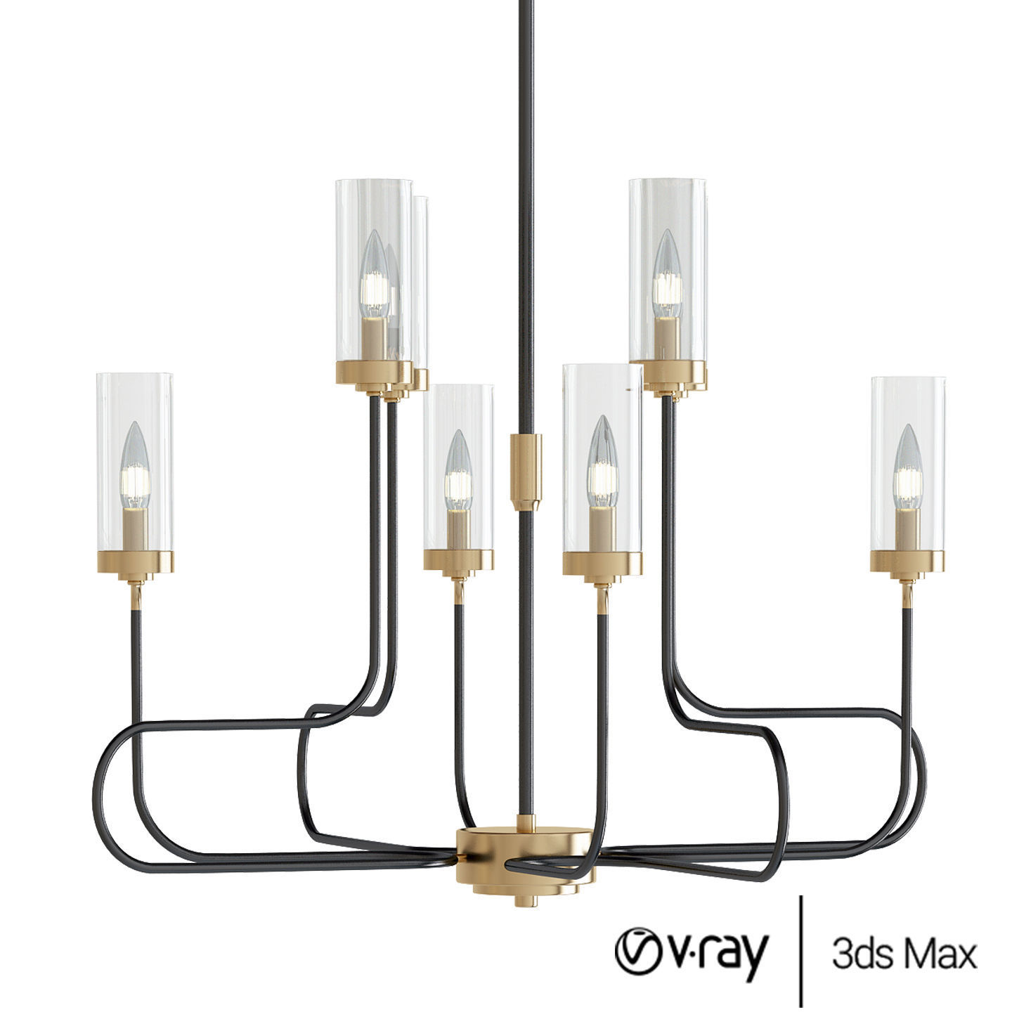 5 Mix collection olympic chandelier - clear glass spheres 3D model_4