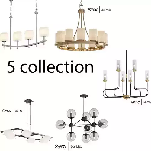 5 Mix collection olympic chandelier - clear glass spheres