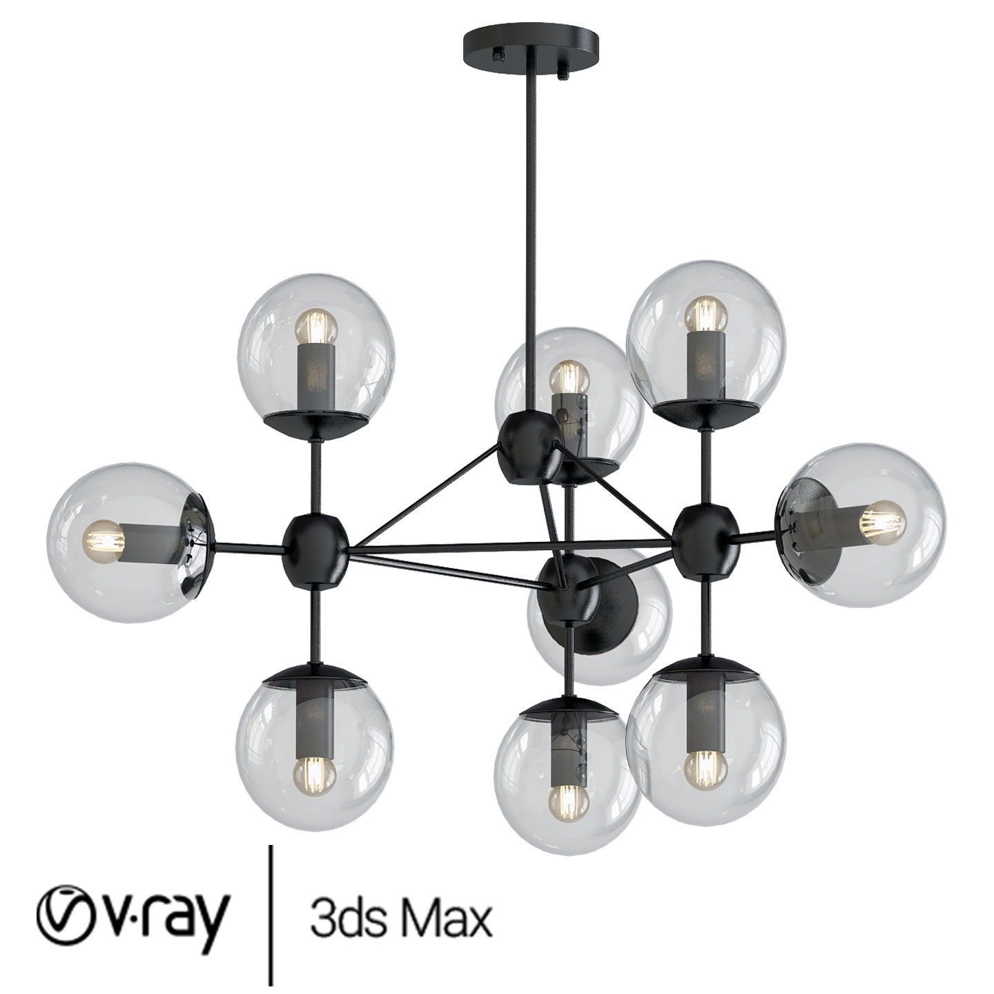5 Mix collection olympic chandelier - clear glass spheres 3D model_2