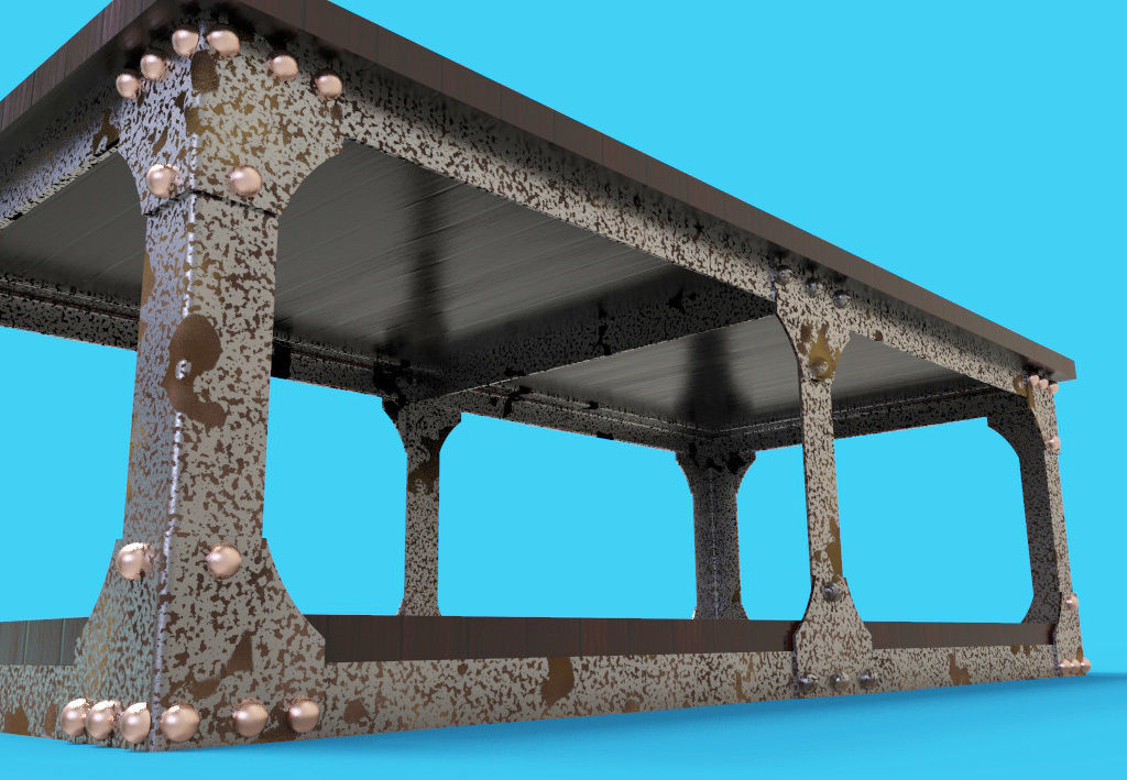 Rustic Cofe Table 3D model_2