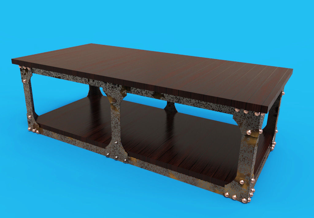 Rustic Cofe Table 3D model_1