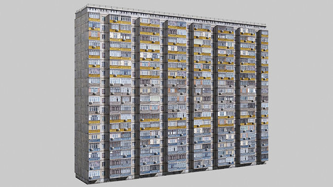 Plattenbau buildings pack Low-poly 3D model 3