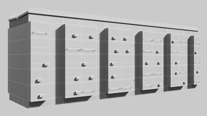 Plattenbau buildings pack Low-poly 3D model 6
