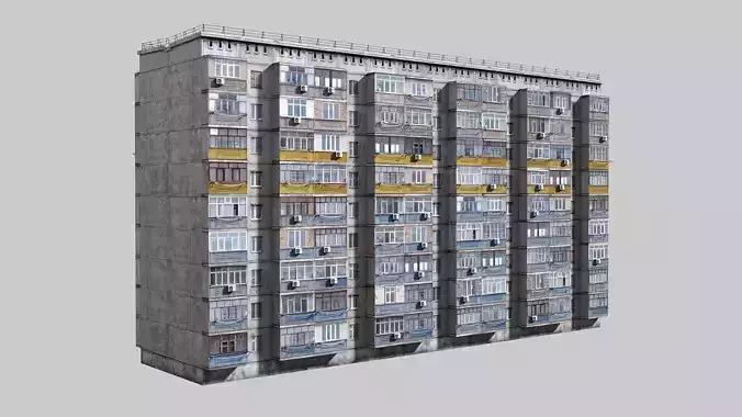 Plattenbau buildings pack Low-poly 3D model