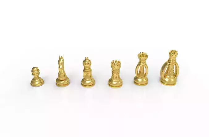 Chess gold pieces 3D print model