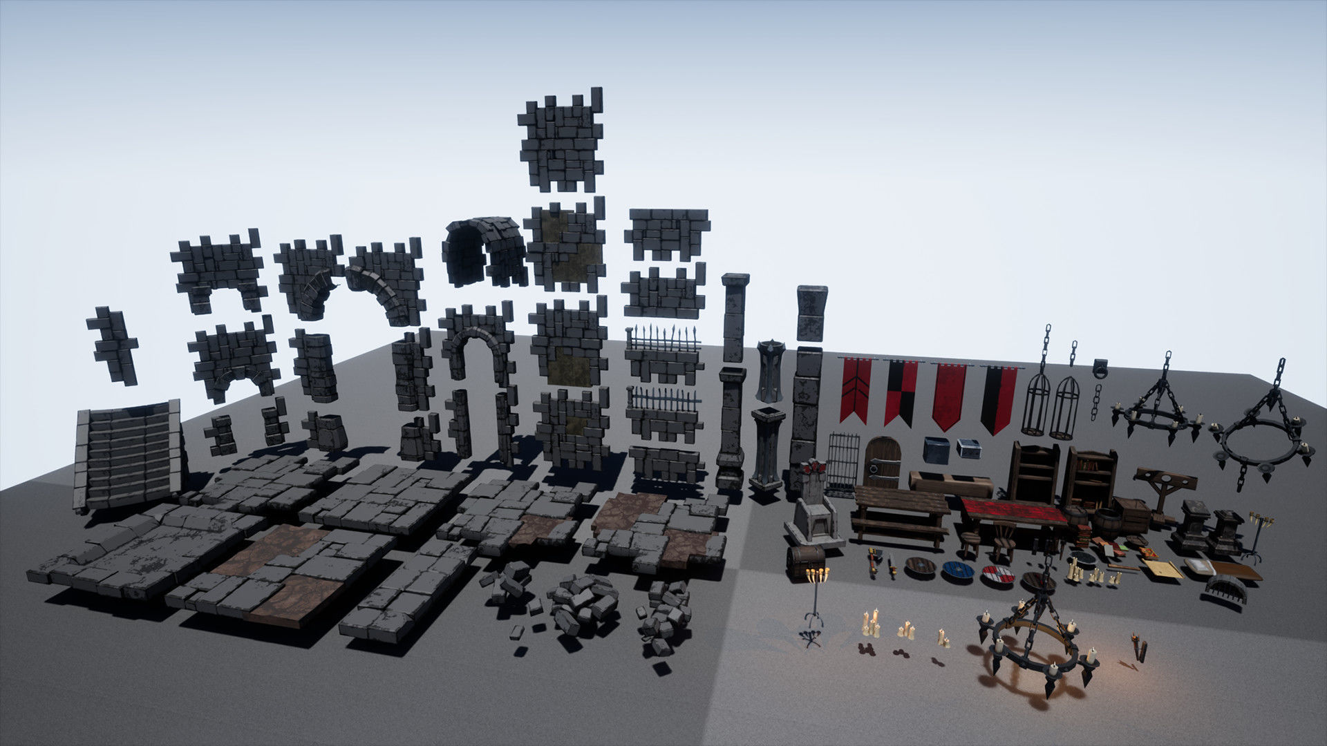 UE4 - Medieval Stylized Dungeon Pack Low-poly 3D model_11