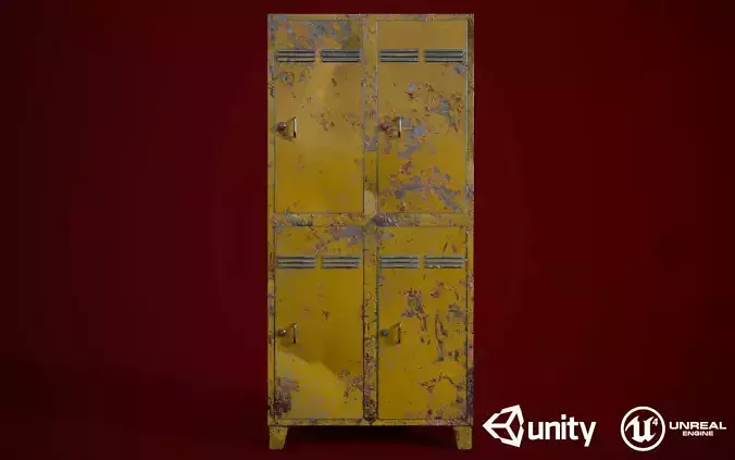 Old Yellow Steel Closet Low-poly 3D model