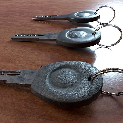 Realistic Door Key Lowpoly with a set of 5 PBR materials Low-poly 3D model 3
