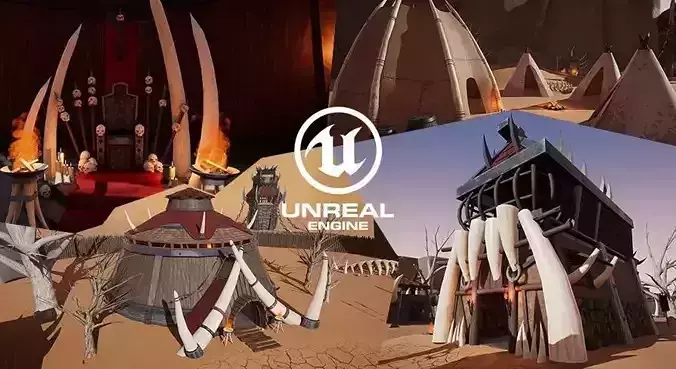 UE4 - Stylized Orc Village Low-poly 3D model