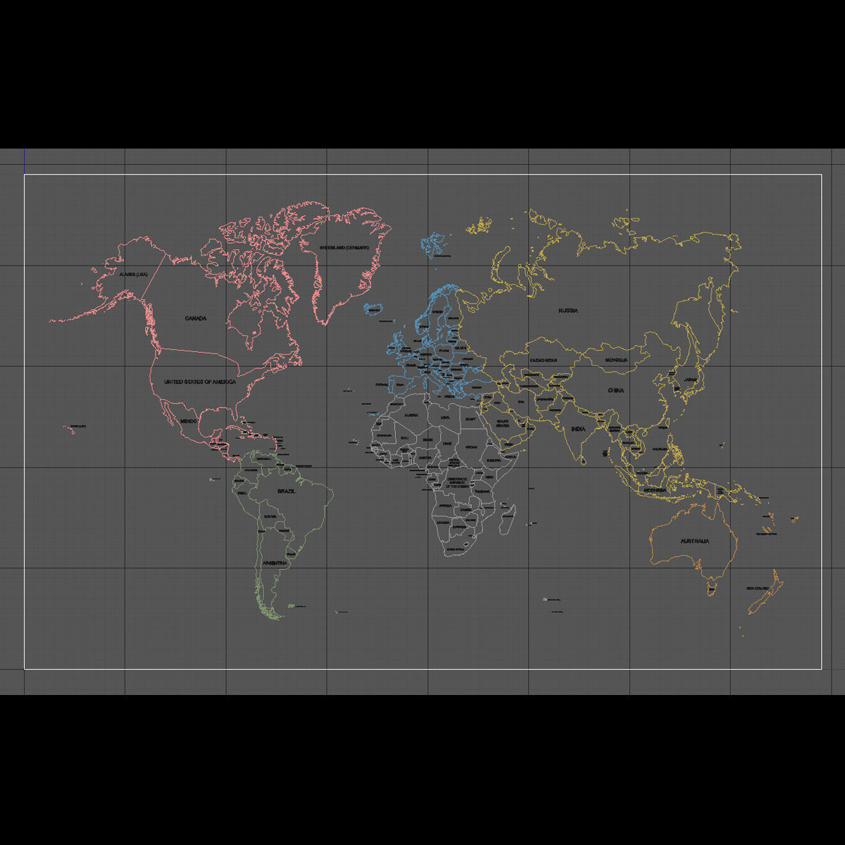 3D World Map - earth map with all borders and names 3D model_21