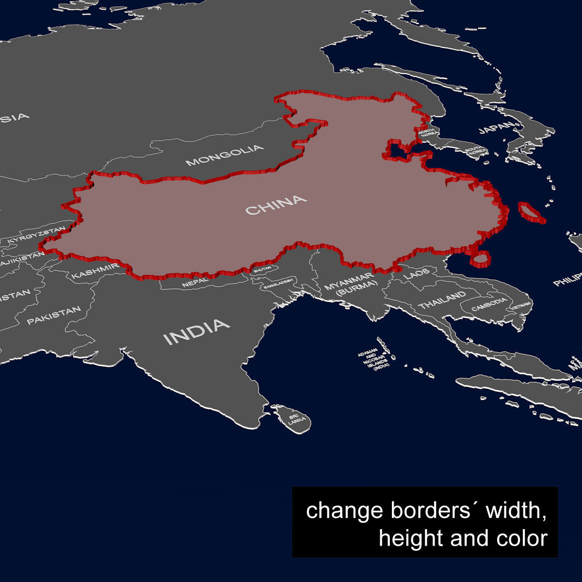 3D World Map - earth map with all borders and names 3D model_8