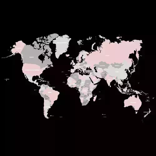 3D World Map - earth map with all borders and names 3D model