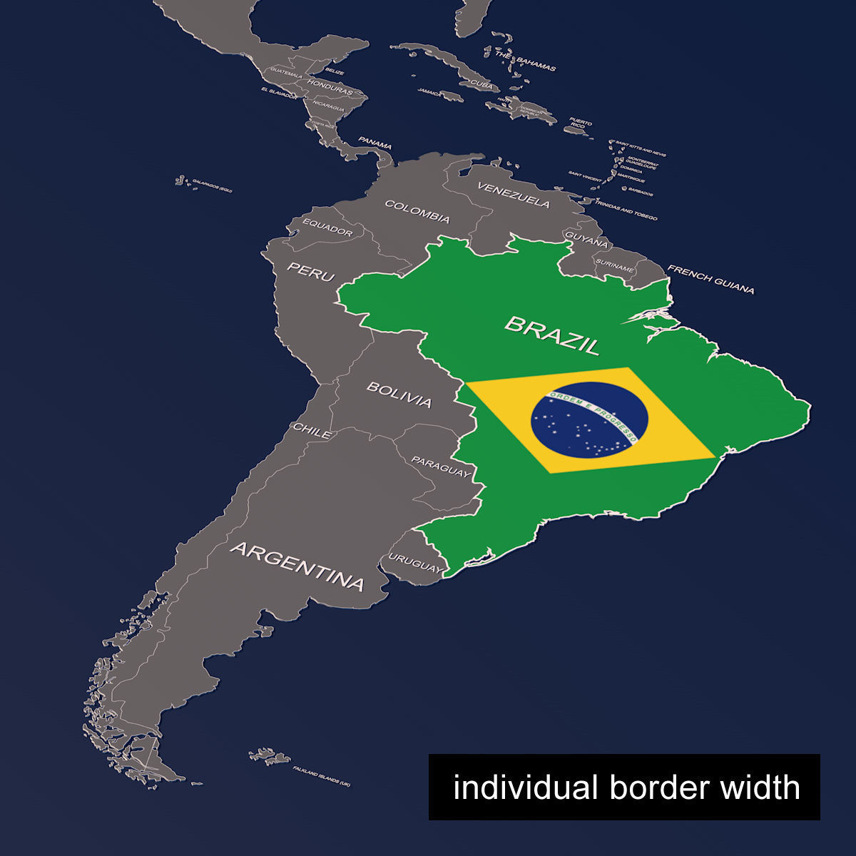 3D World Map - earth map with all borders and names 3D model_9