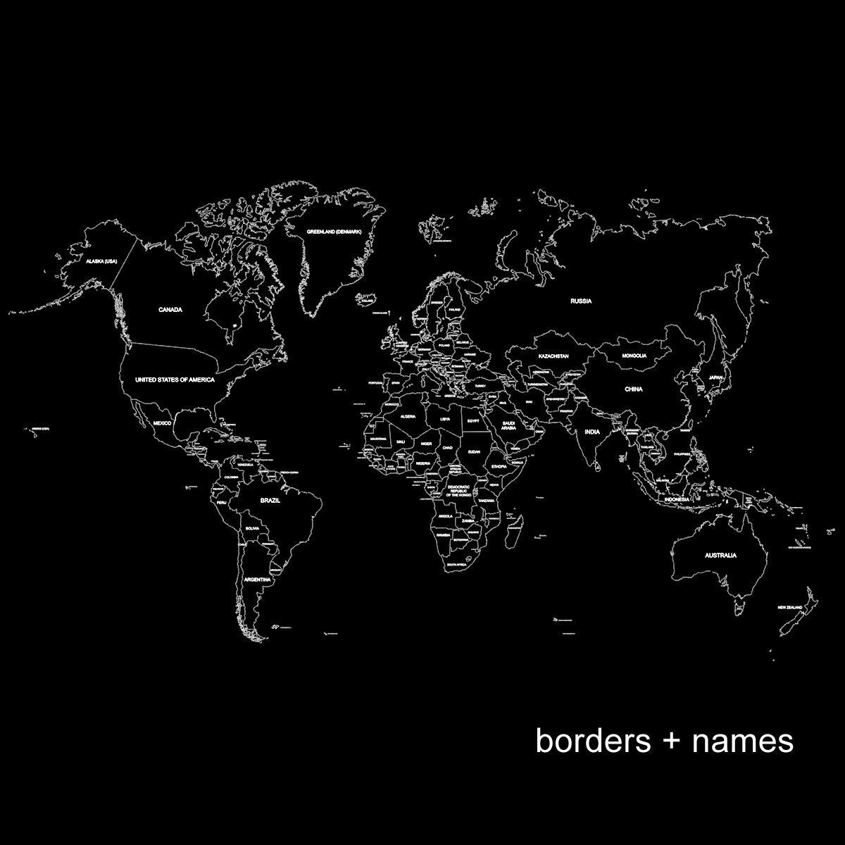 3D World Map - earth map with all borders and names 3D model_14