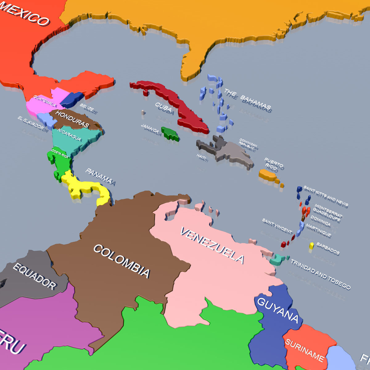 3D World Map - earth map with all borders and names 3D model_5