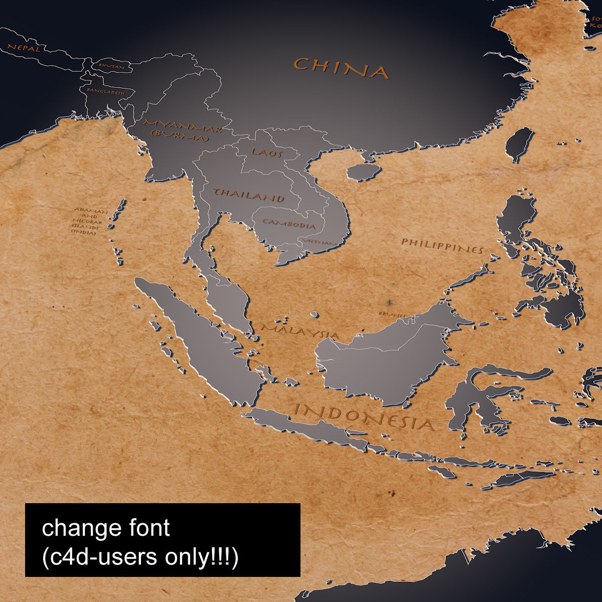 3D World Map - earth map with all borders and names 3D model_10