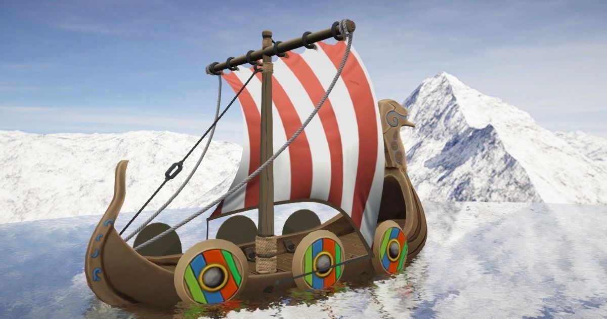 Viking Ship Stylized Low-poly 3D model_2