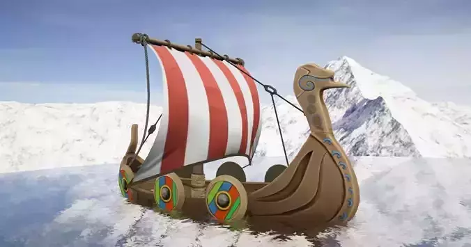 Viking Ship Stylized Low-poly 3D model