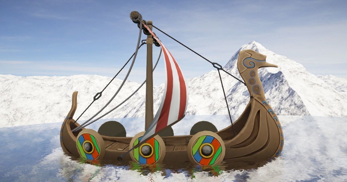 Viking Ship Stylized Low-poly 3D model_1