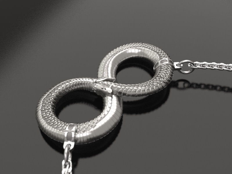 Infinity ouroboros pendant 3D print model_5