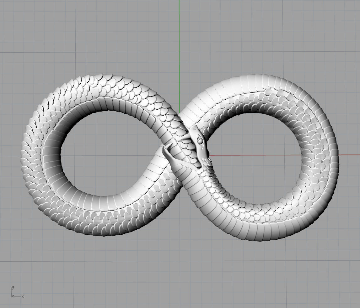 Infinity ouroboros pendant 3D print model_9
