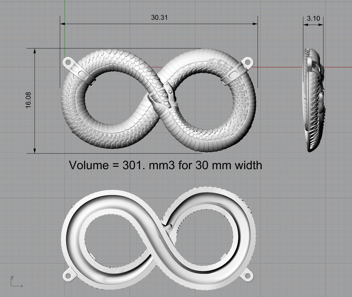 Infinity ouroboros pendant 3D print model_8