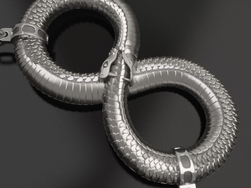Infinity ouroboros pendant 3D print model_6