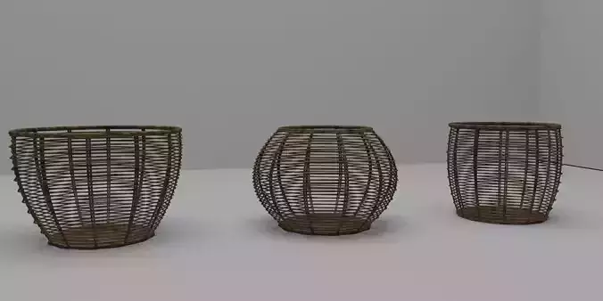5 Pieces Bucket Low Poly Low-poly 3D model
